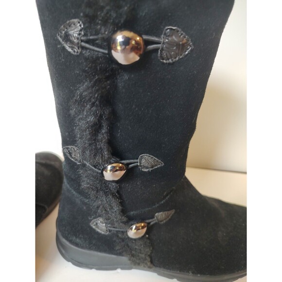 White Mountain size 6.5M black suede boots faux fur lined leather upper - Picture 10 of 10